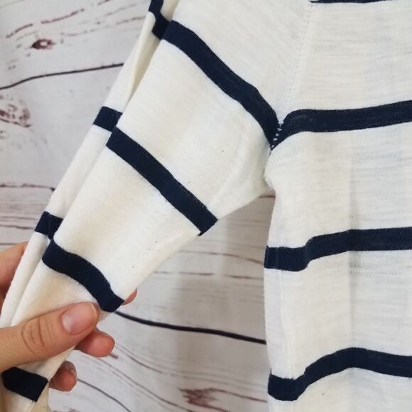 MADEWELL Black White Striped V-Neck Top - Picture 2 of 5